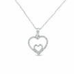 14k Gold Diamond Double Heart Necklace