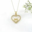 14k Gold Diamond Double Heart Necklace