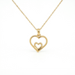 14k Gold Diamond Double Heart Necklace