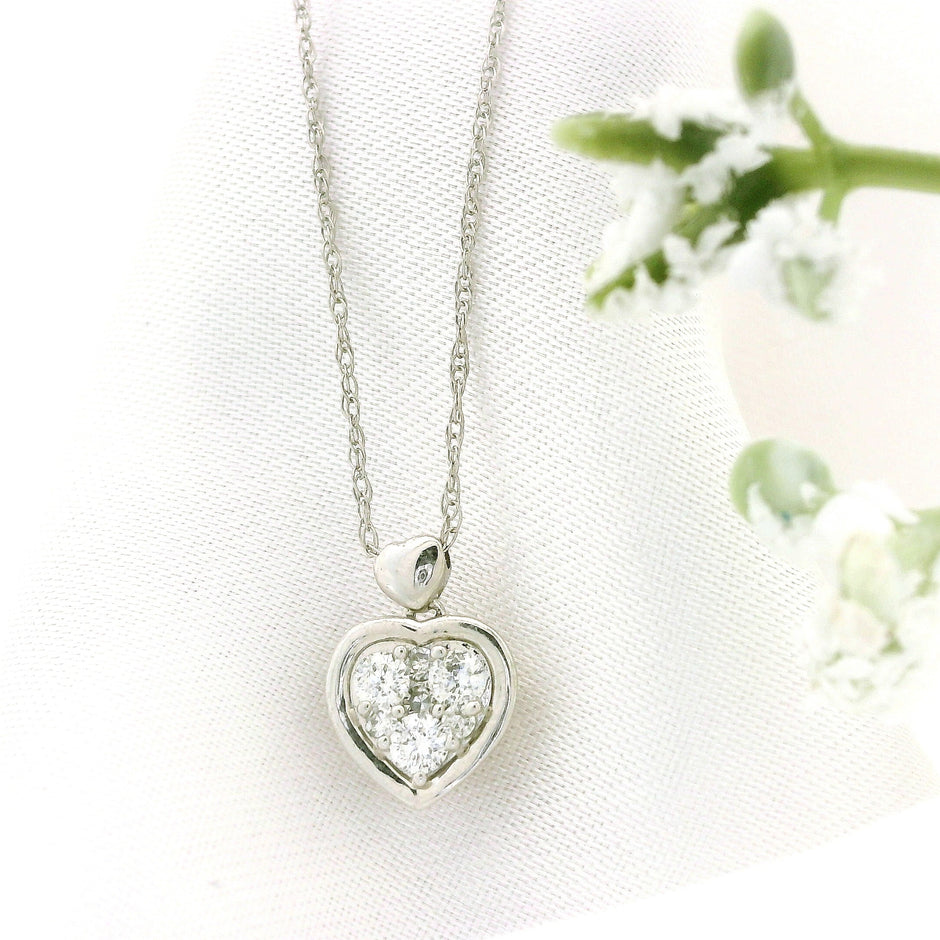 14k Gold Diamond Heart Necklace