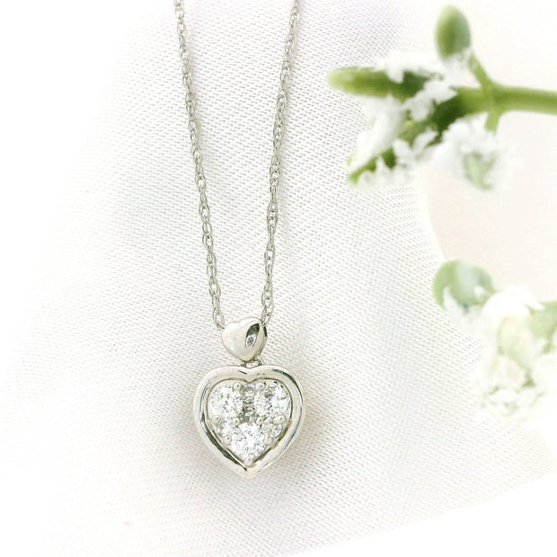 14k Gold Diamond Heart Necklace