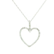 14k White Gold with .25Ctw Natural White Diamond Open Heart Pendant Necklace