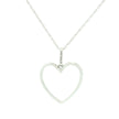 14k White Gold with .25Ctw Natural White Diamond Open Heart Pendant Necklace