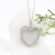 14k White Gold with .25Ctw Natural White Diamond Open Heart Pendant Necklace