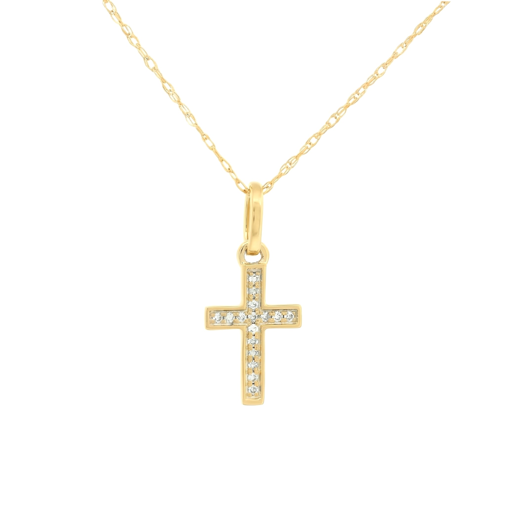 14k Gold Diamond Cross Necklace