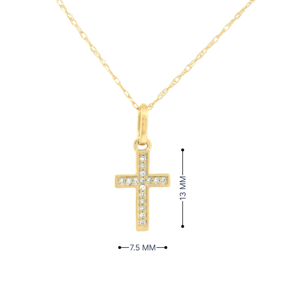 14k Gold Diamond Cross Necklace