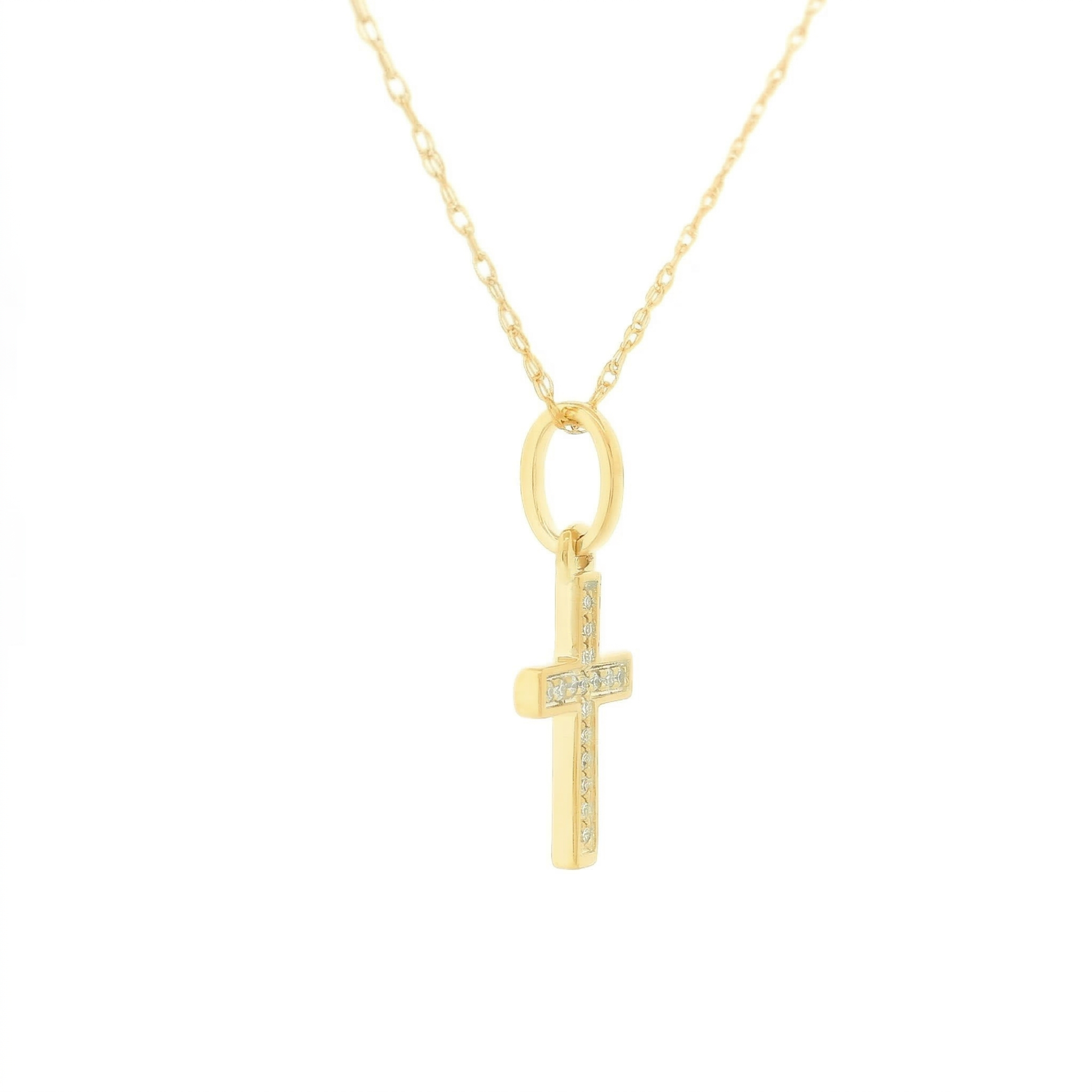 14k Gold Diamond Cross Necklace