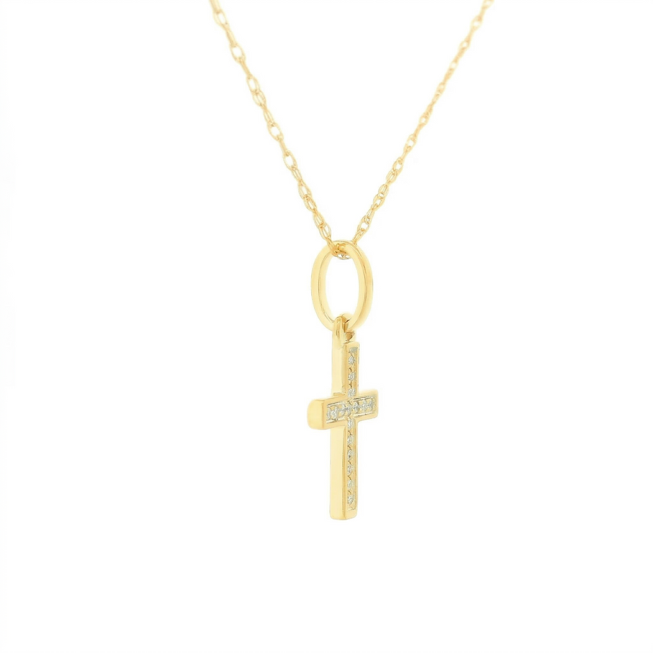 14k Gold Diamond Cross Necklace