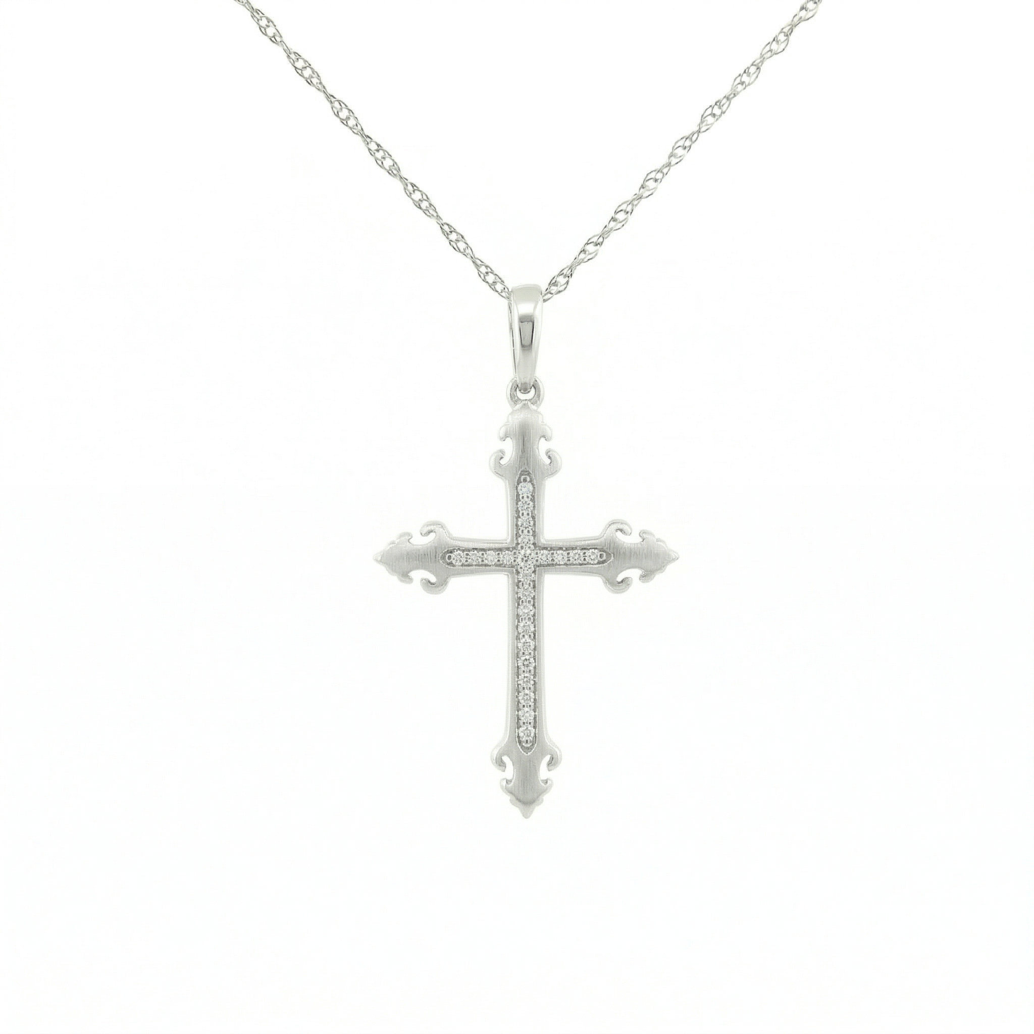 10k Gold Diamond Filigree Cross Necklace