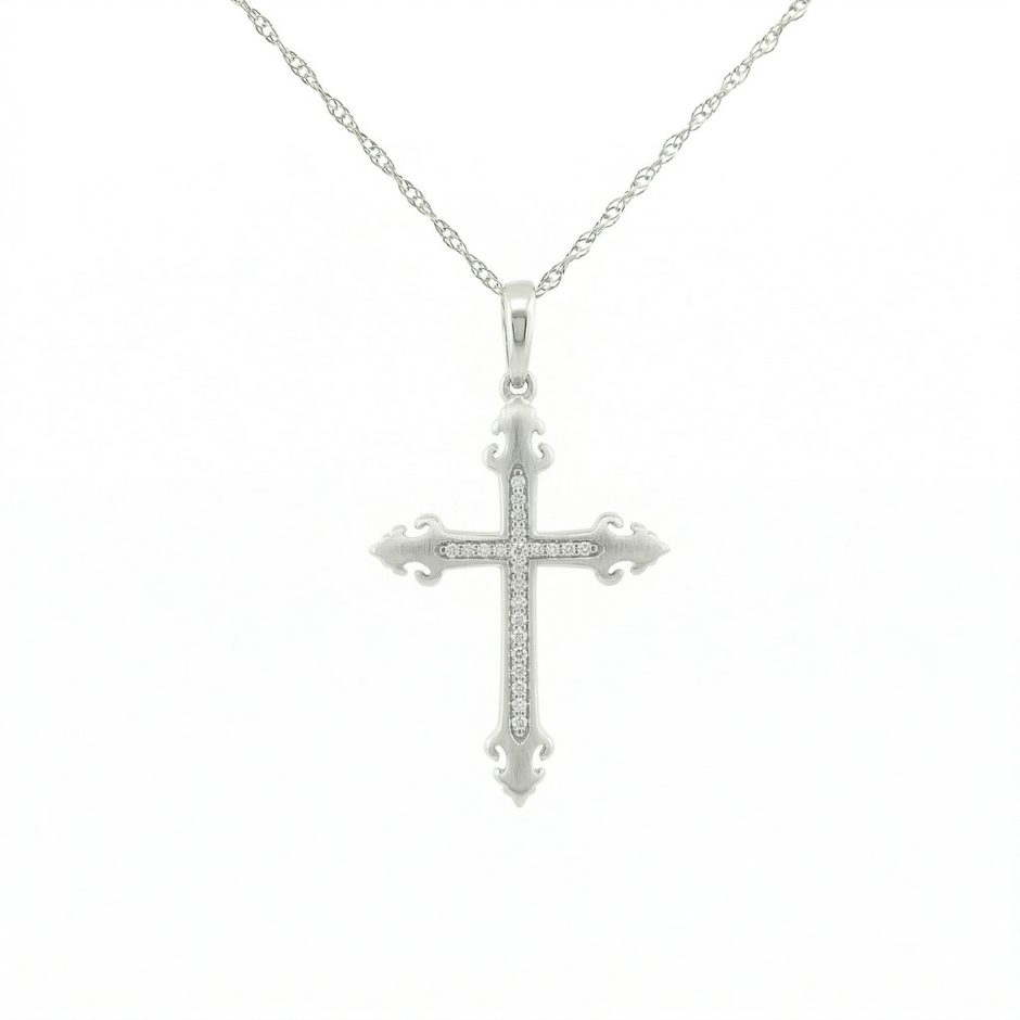 10k Gold Diamond Filigree Cross Necklace
