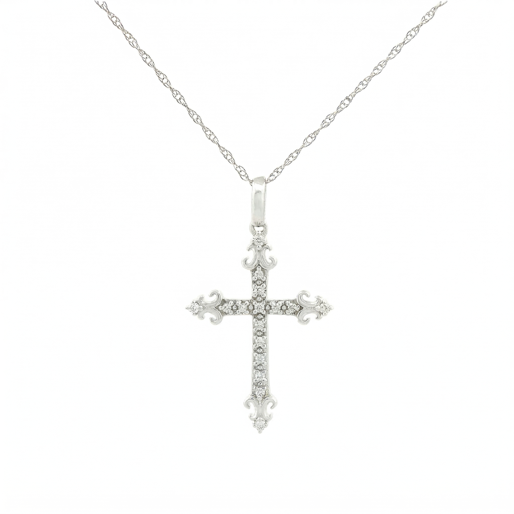 10k Gold Diamond Filigree Cross Necklace