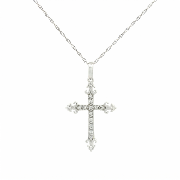 10k Gold Diamond Filigree Cross Necklace