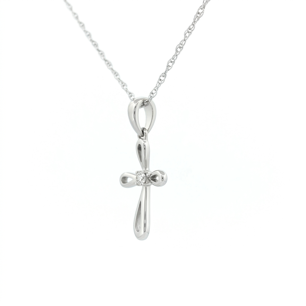 10k Gold Diamond Looped Cross Necklace