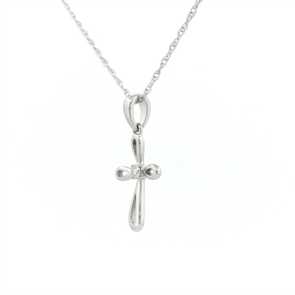 10k Gold Diamond Looped Cross Necklace