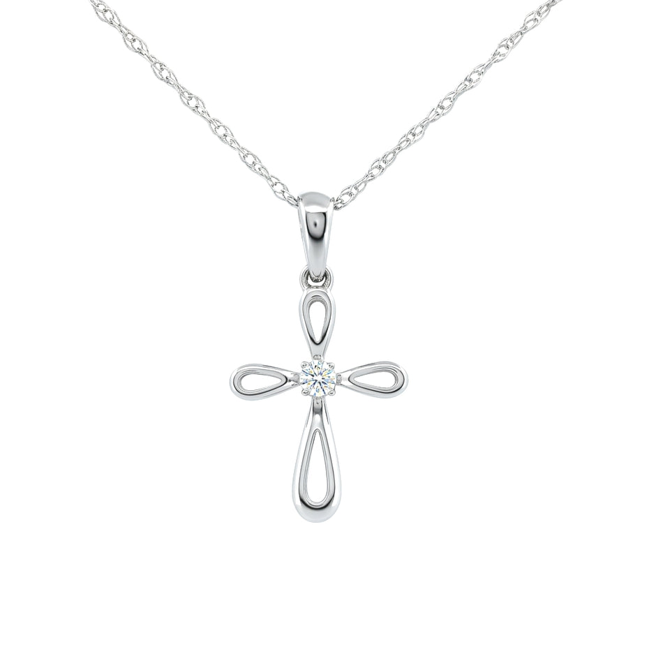 10k Gold Diamond Looped Cross Necklace