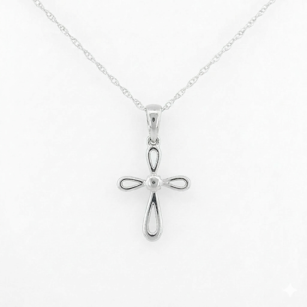 10k Gold Diamond Looped Cross Necklace