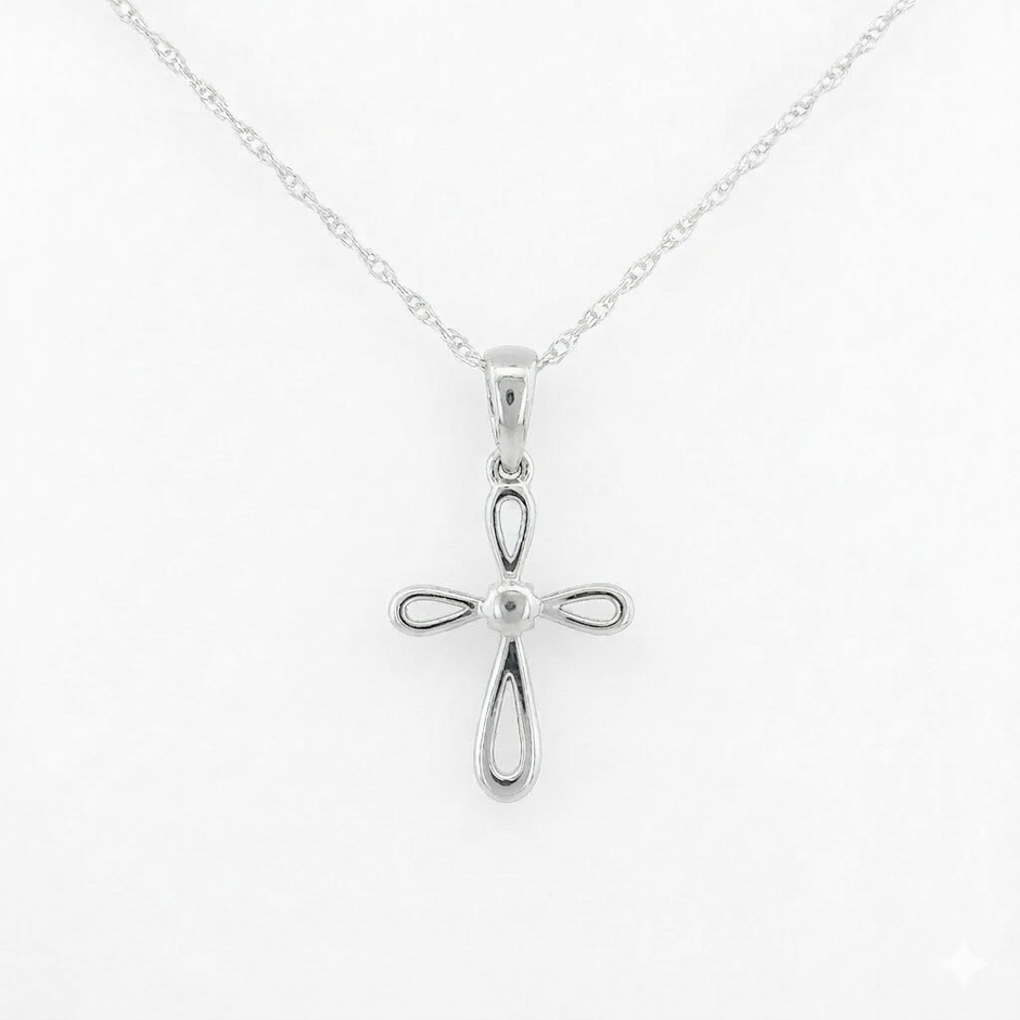 10k Gold Diamond Looped Cross Necklace