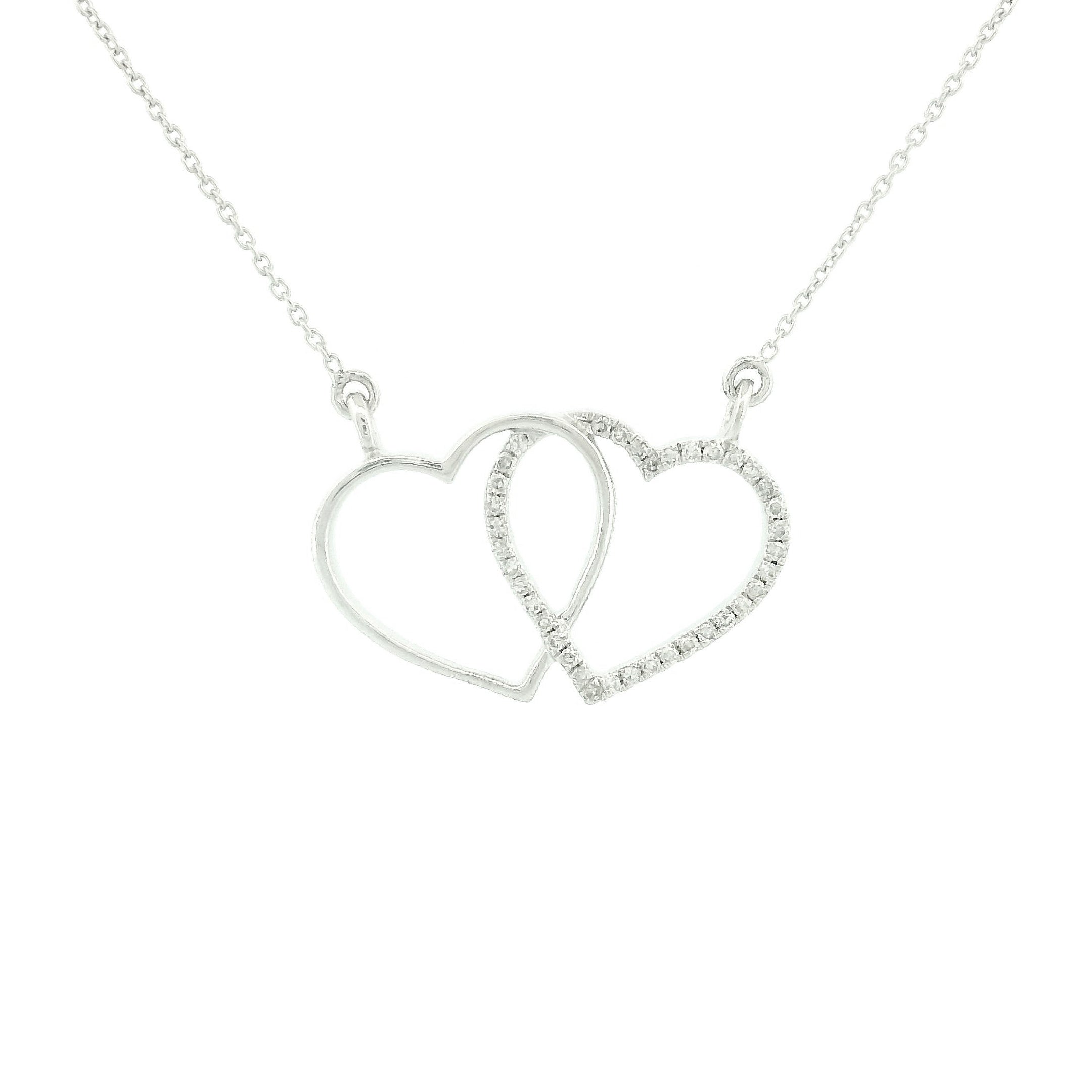 14k Gold Interlocking Diamond Heart Necklace