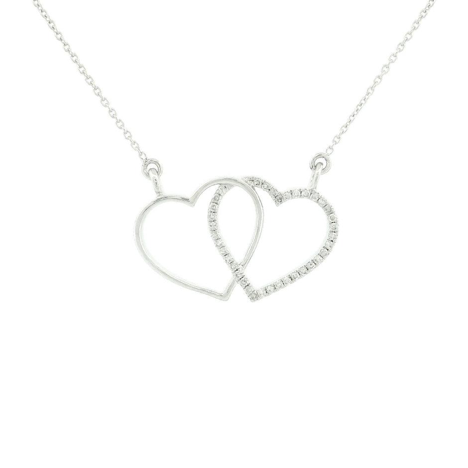 14k Gold Interlocking Diamond Heart Necklace