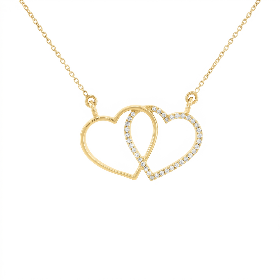 14k Gold Interlocking Diamond Heart Necklace