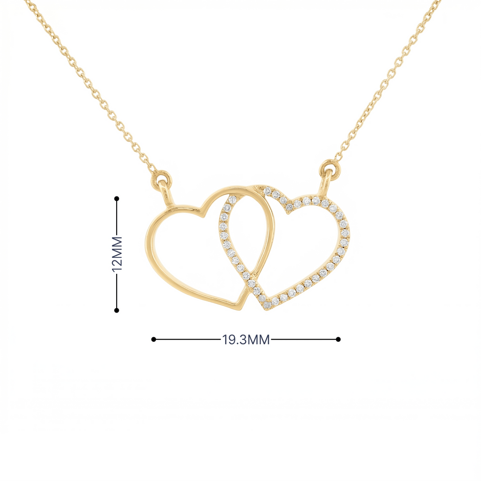 14k Gold Interlocking Diamond Heart Necklace
