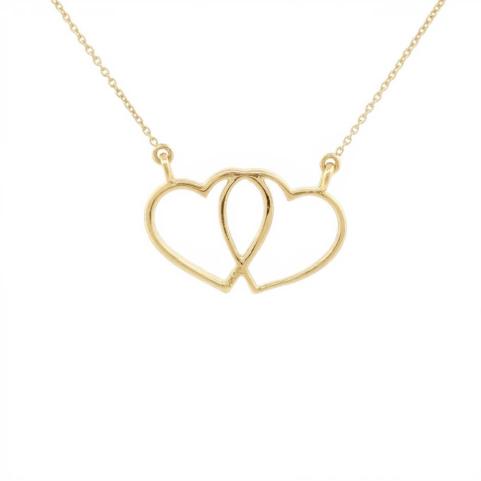 14k Gold Interlocking Diamond Heart Necklace