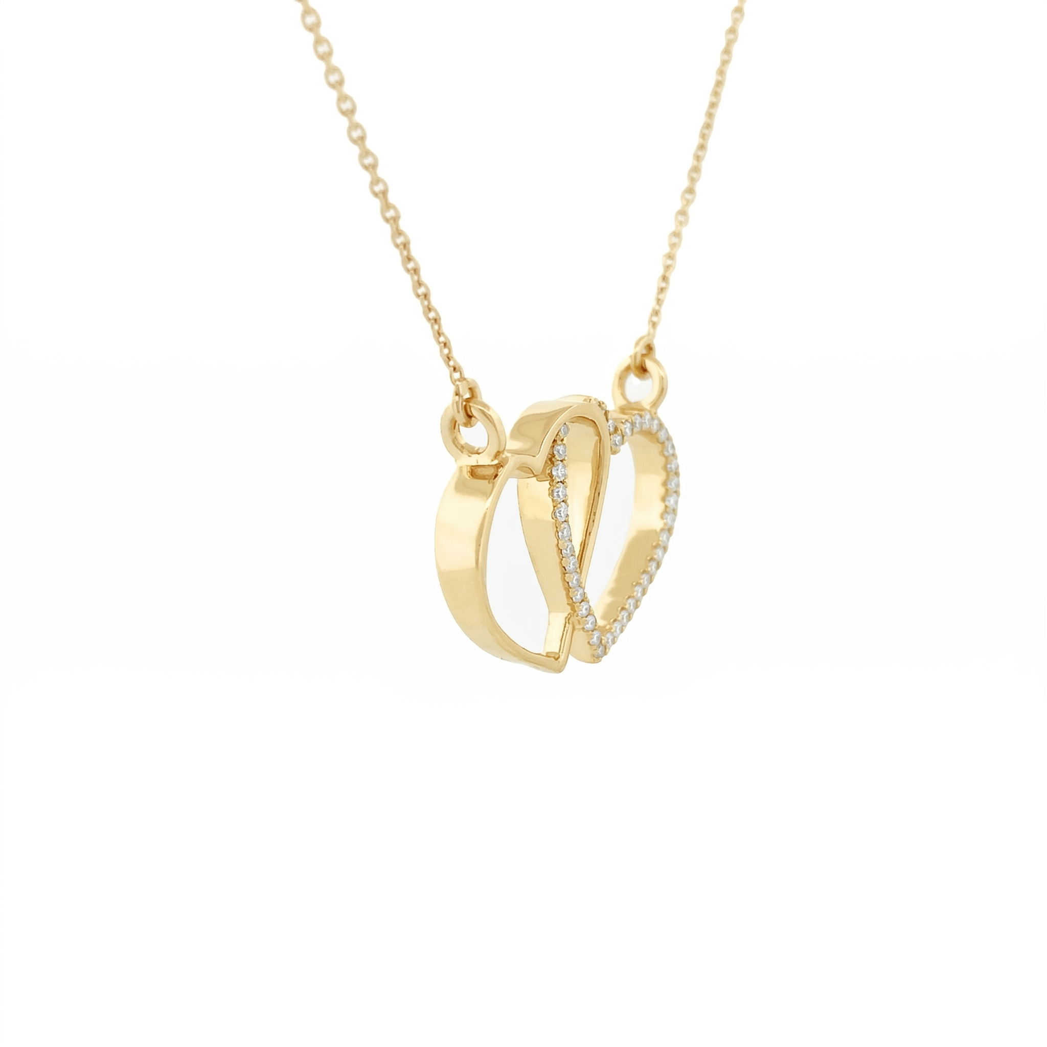 14k Gold Interlocking Diamond Heart Necklace