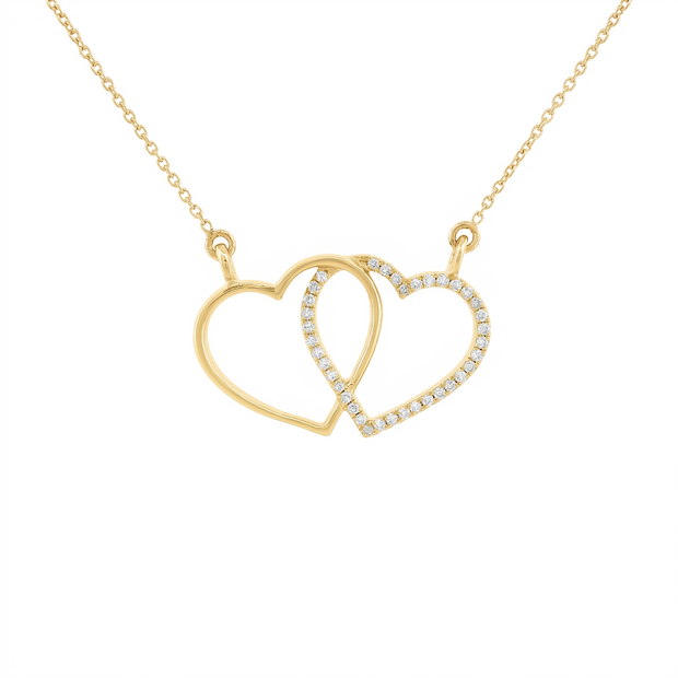 14k Gold Interlocking Diamond Heart Necklace