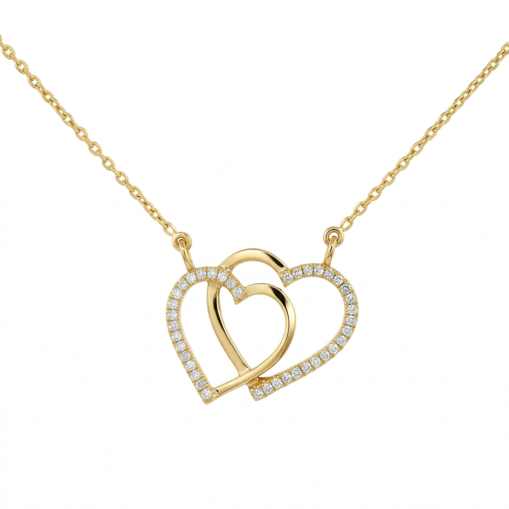 14k Gold Interlocking Diamond Heart Necklace