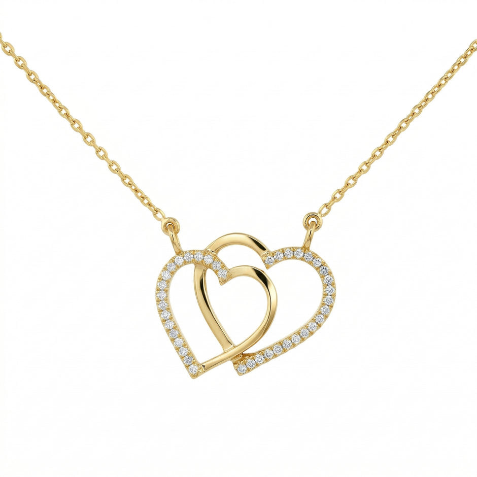 14k Gold Interlocking Diamond Heart Necklace