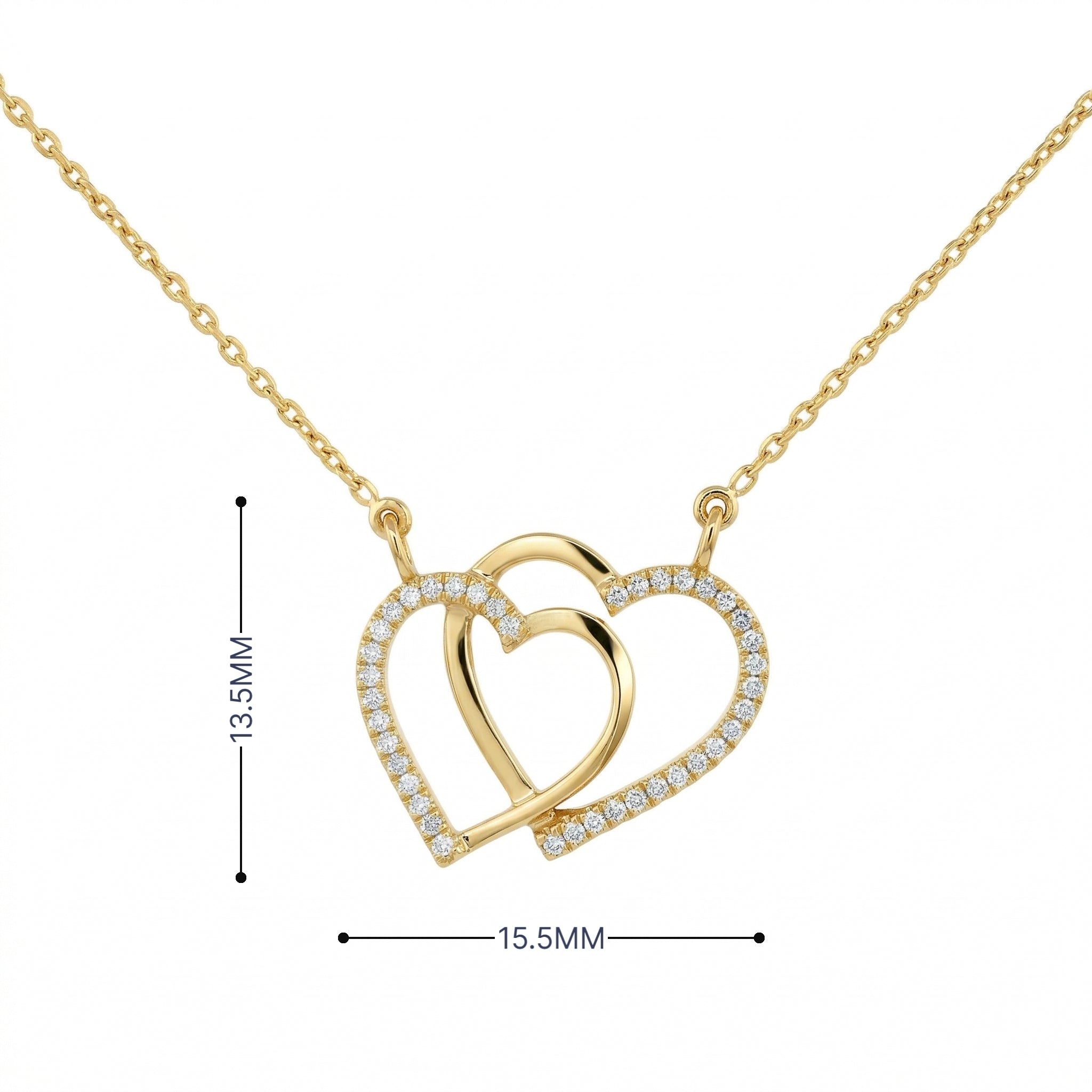 14k Gold Interlocking Diamond Heart Necklace