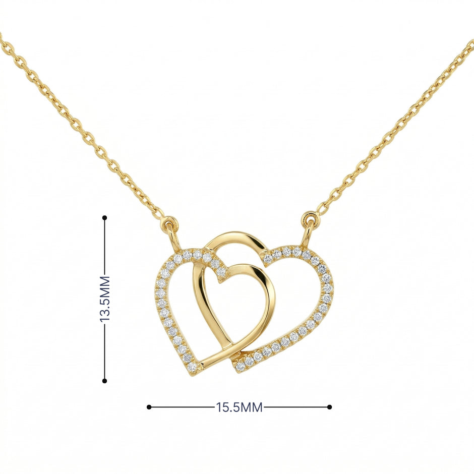 14k Gold Interlocking Diamond Heart Necklace