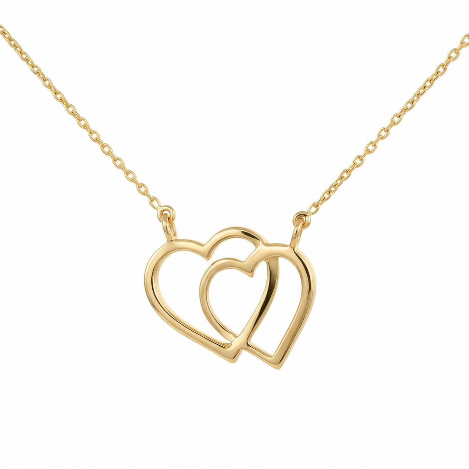 14k Gold Interlocking Diamond Heart Necklace