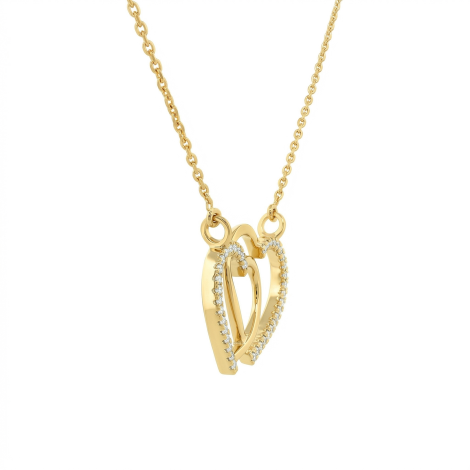 14k Gold Interlocking Diamond Heart Necklace