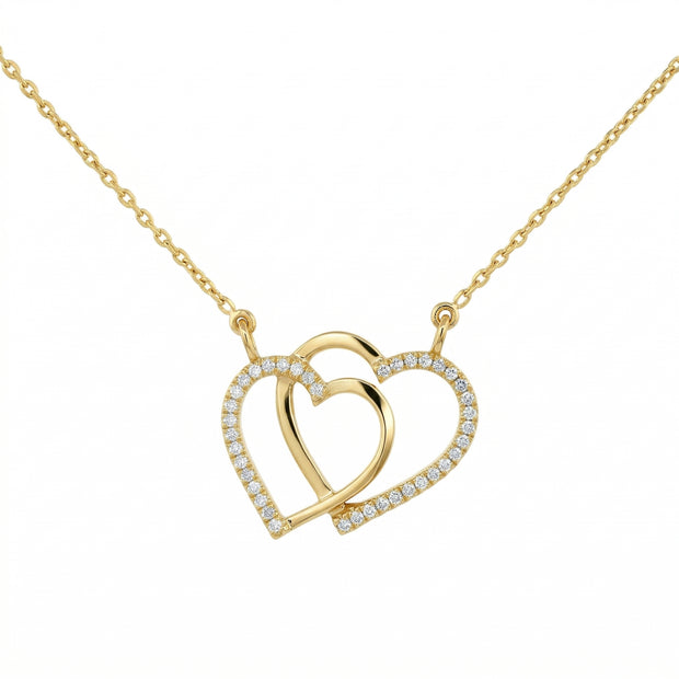 14k Gold Interlocking Diamond Heart Necklace