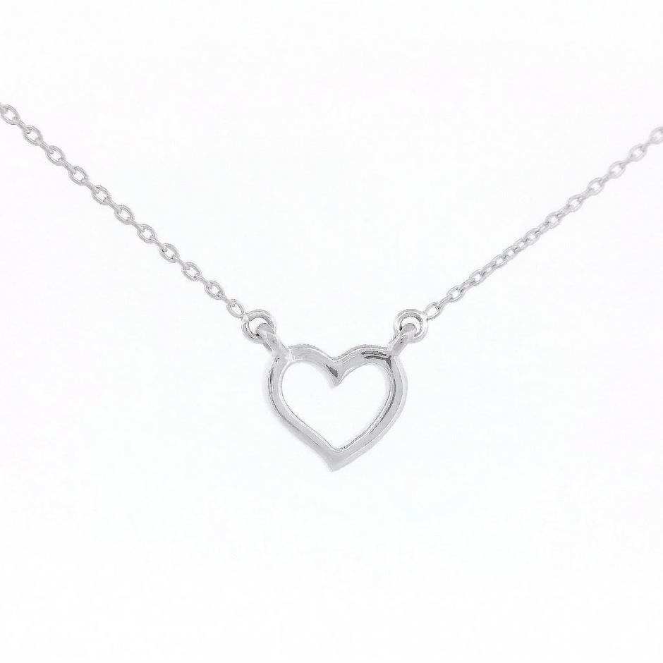 14k Gold 0.03ctw Diamond Half-Pave Heart Necklace
