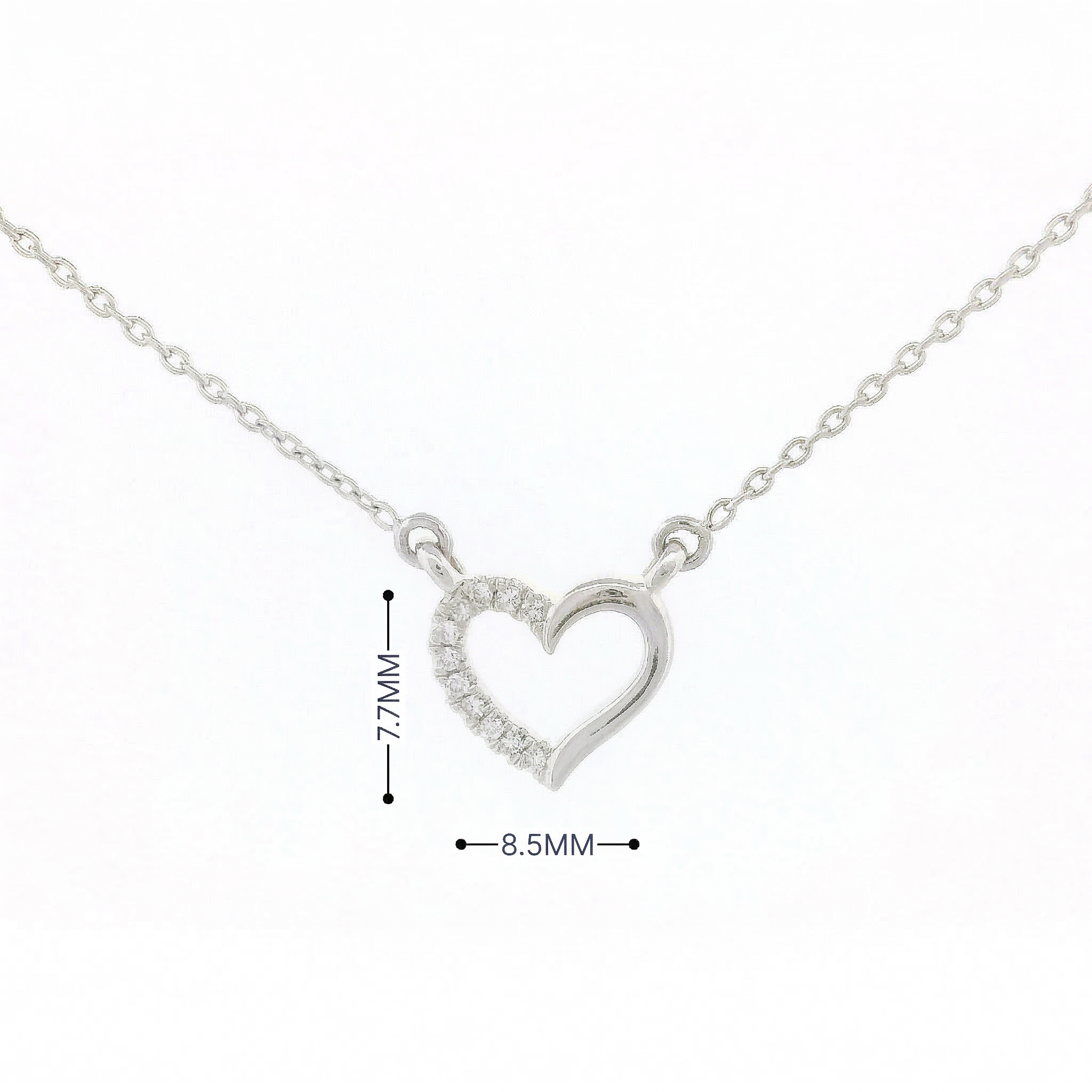14k Gold 0.03ctw Diamond Half-Pave Heart Necklace