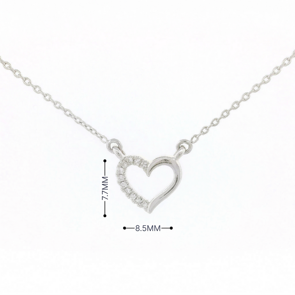 14k Gold 0.03ctw Diamond Half-Pave Heart Necklace