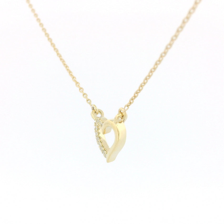 14k Gold 0.03ctw Diamond Half-Pave Heart Necklace