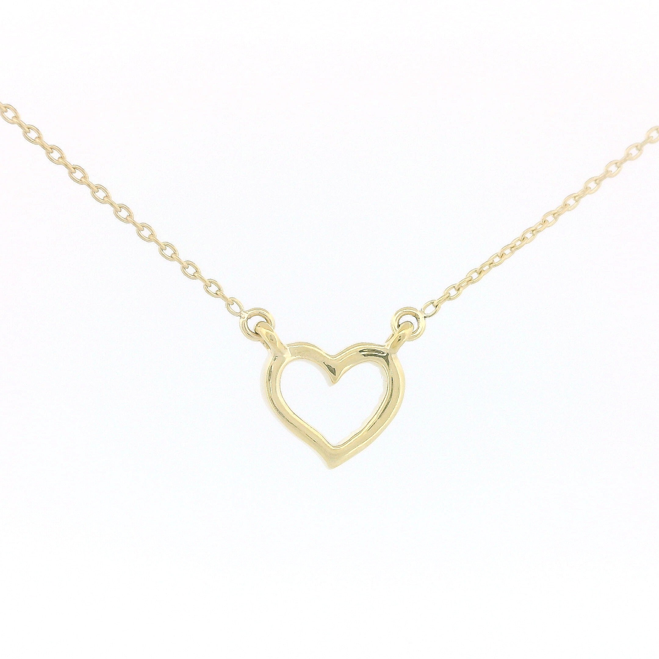 14k Gold 0.03ctw Diamond Half-Pave Heart Necklace