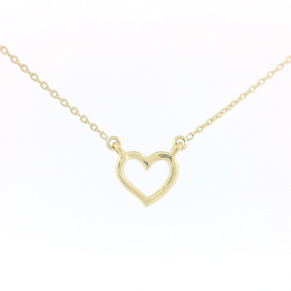 14k Gold 0.03ctw Diamond Half-Pave Heart Necklace