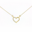 14k Gold 0.03ctw Diamond Half-Pave Heart Necklace