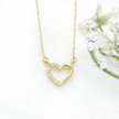 14k Gold 0.03ctw Diamond Half-Pave Heart Necklace