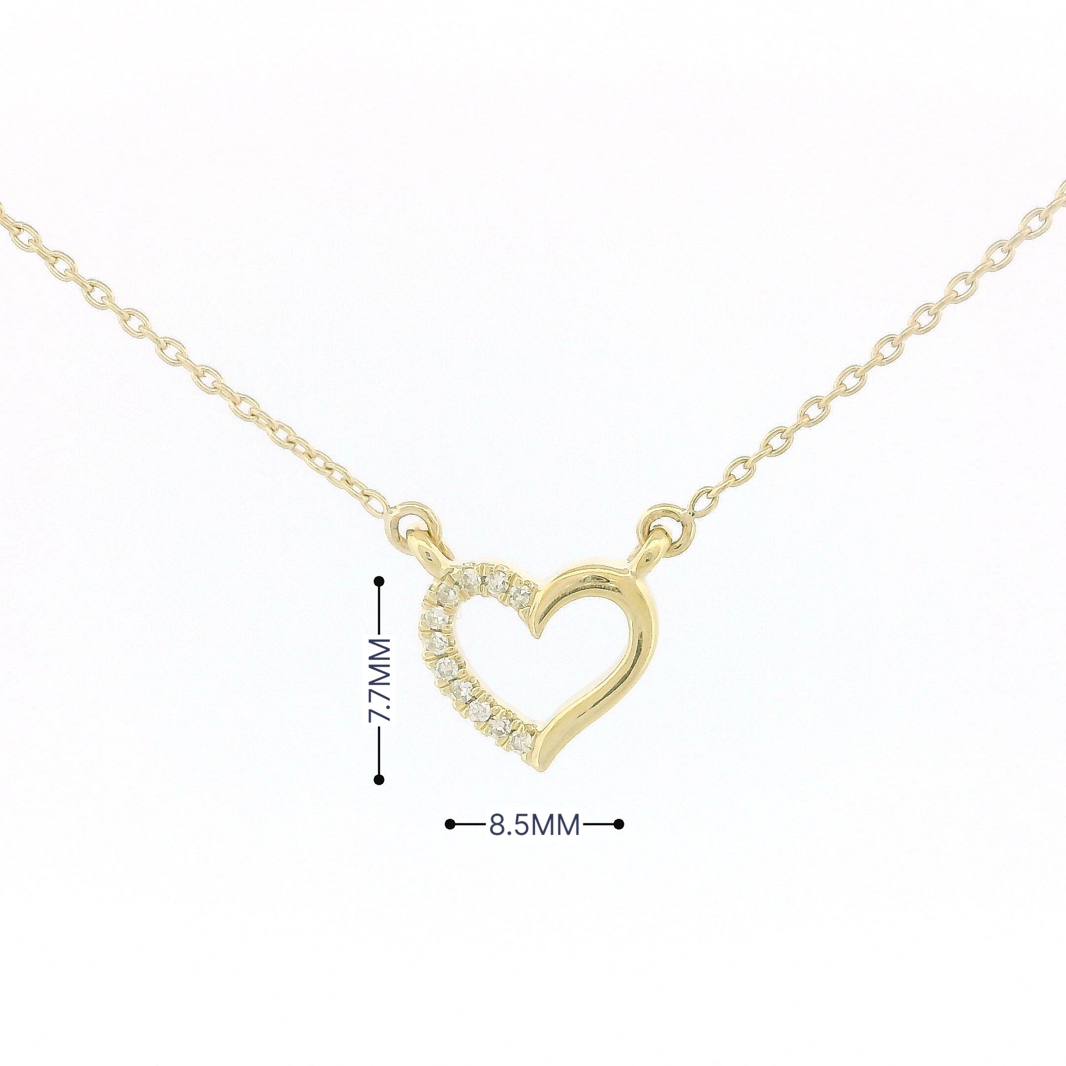 14k Gold 0.03ctw Diamond Half-Pave Heart Necklace