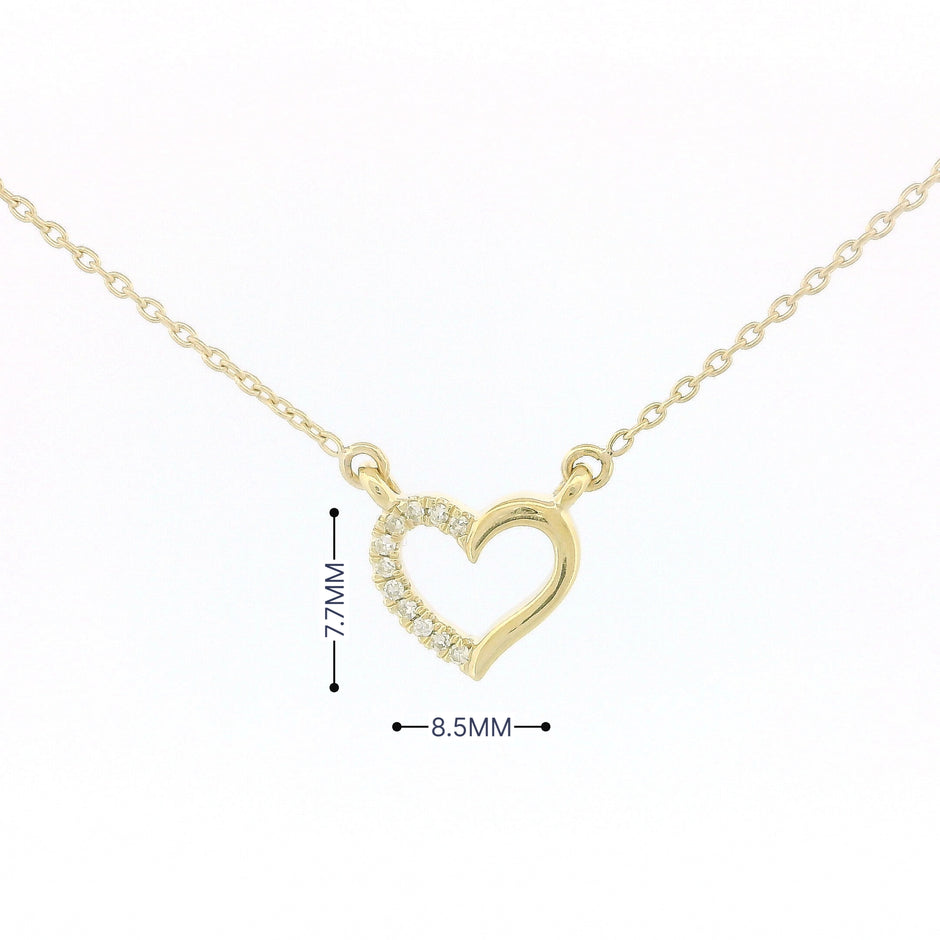 14k Gold 0.03ctw Diamond Half-Pave Heart Necklace