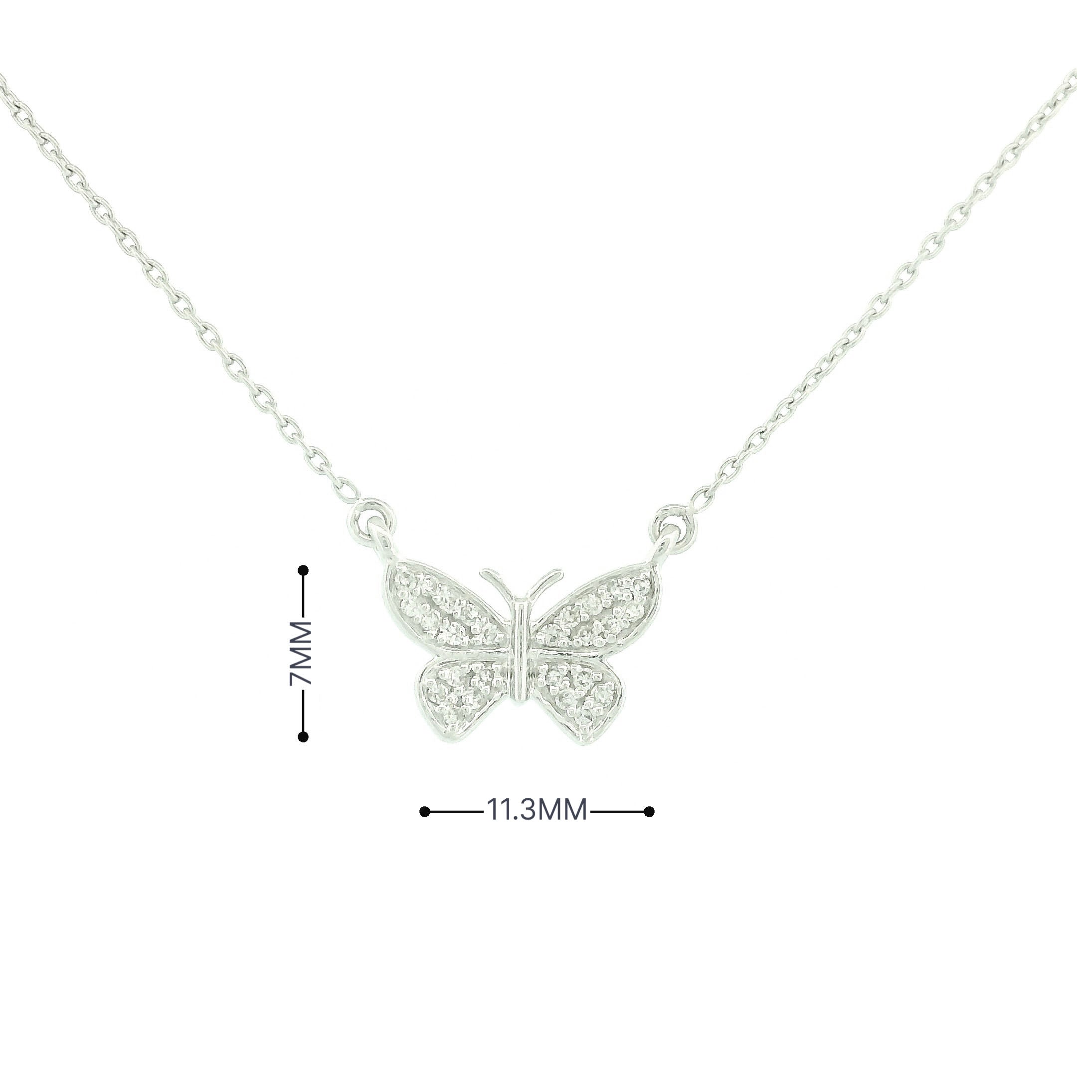 14k Gold Diamond Butterfly Necklace