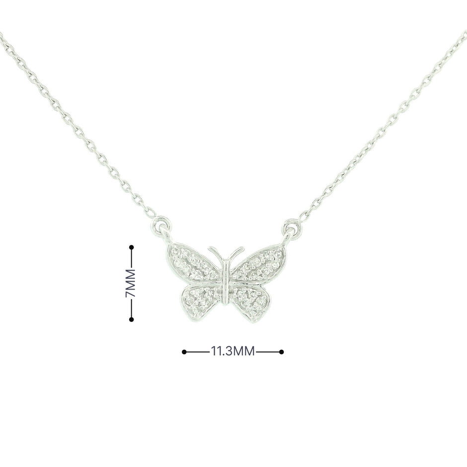 14k Gold Diamond Butterfly Necklace