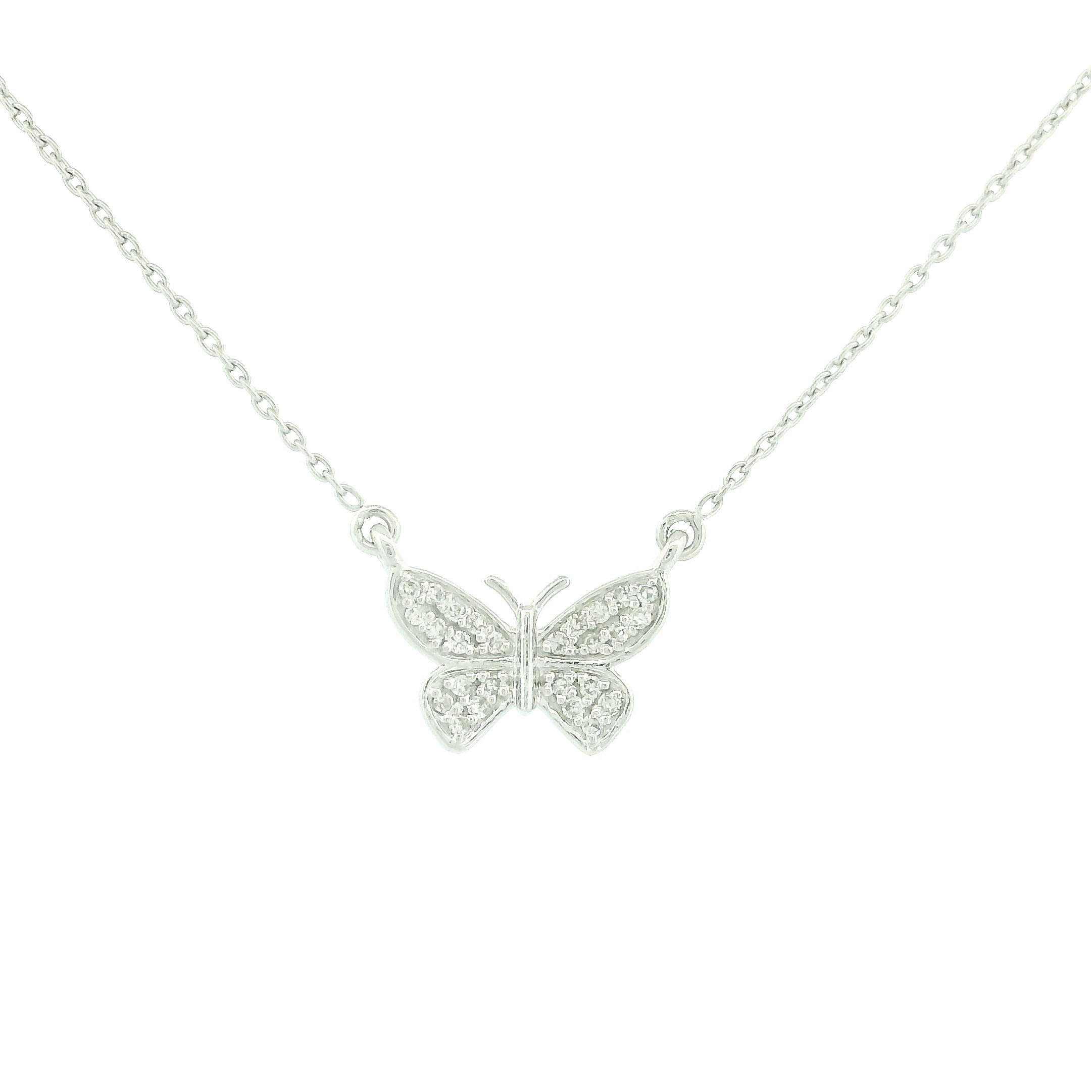 14k Gold Diamond Butterfly Necklace
