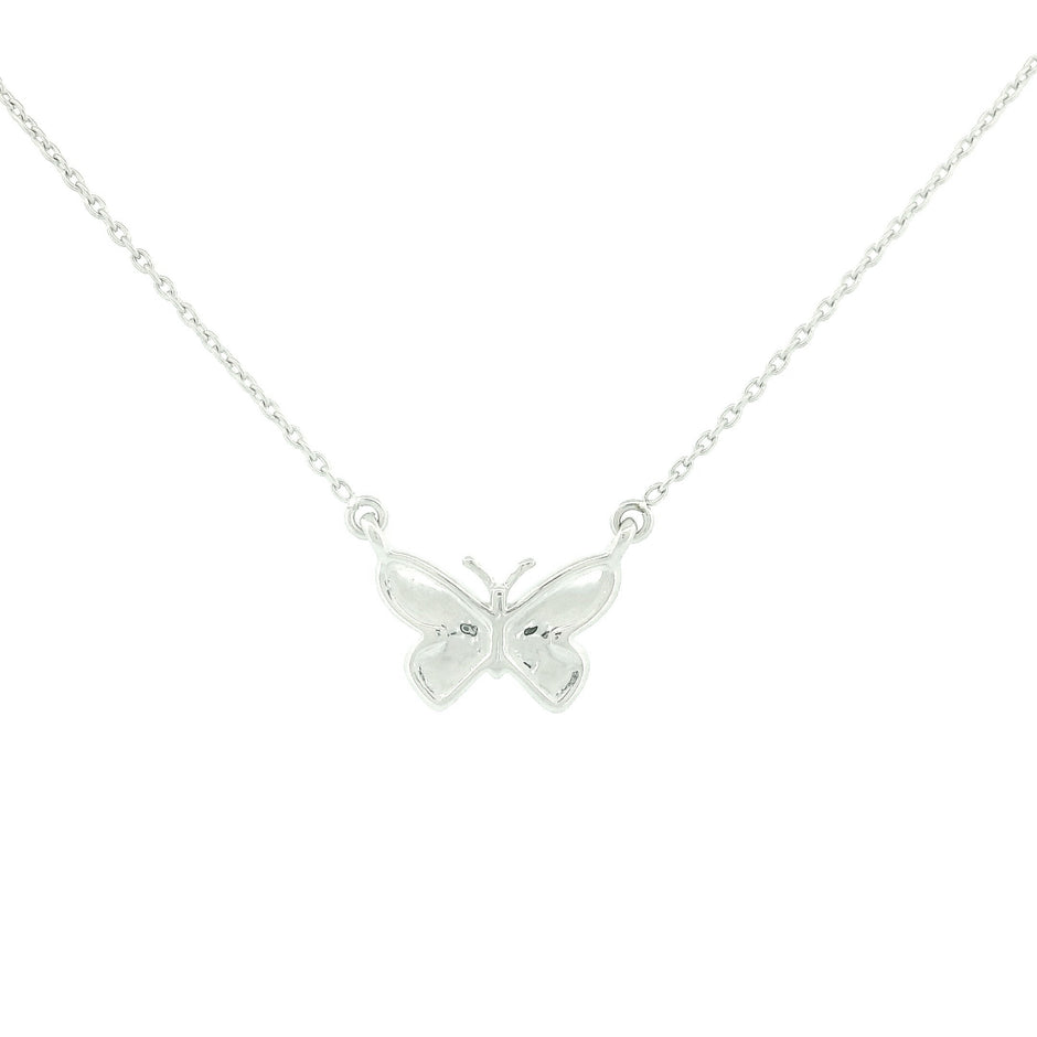 14k Gold Diamond Butterfly Necklace