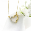 14k Gold Diamond Half-Pave Heart Necklace